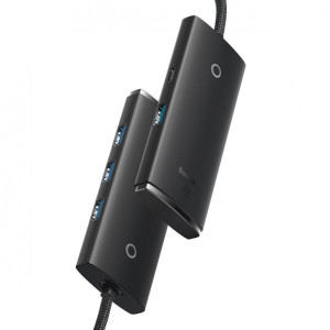 Перехідник HUB Baseus Lite Series 4in1 (Type-C to 4xUSB 3.0) 25cm (WKQX03) – Чорний