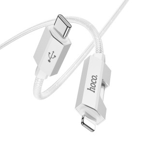 Дата кабель Hoco U123 Regent colorful 27W Type-C to Lightning (1.2m) – Сірий