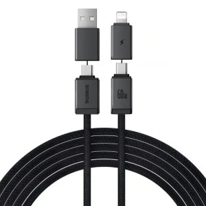 Дата кабель Baseus Versatile Two-for-Two USB/Type-C to Type-C/Lightning 60W (1m) (CB000162)