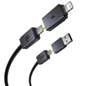 Дата кабель Baseus Versatile Two-for-Two USB/Type-C to Type-C/Lightning 60W (1m) (CB000162) – Чорний