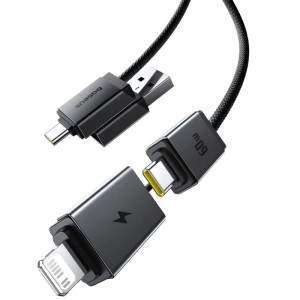 Дата кабель Baseus Versatile Two-for-Two USB/Type-C to Type-C/Lightning 60W (1m) (CB000162) – Чорний