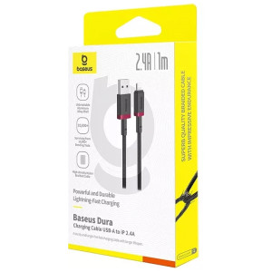 Дата кабель Baseus Dura Series Fast Charging USB to Lightning 2.4A (1m) (CB000122) – Червоний