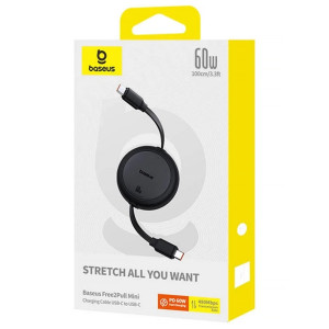 Дата кабель Baseus Free2Pull Mini Retractable Type-C to Type-C 60W (1m) (P10364500) – Чорний