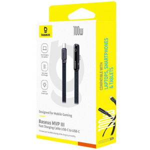 Дата кабель Baseus MVP 3 side plug and stand Type-C to Type-C 100W (1m) (P10382500121) – Чорний