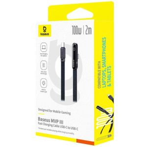 Дата кабель Baseus MVP 3 side plug and stand Type-C to Type-C 100W (2m) (P10382500121) – Чорний
