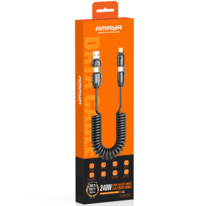 Дата кабель Amaya ACD-330 4in1 Type-C/USB to Lightning/Type-C 240W (2m) – Чорний