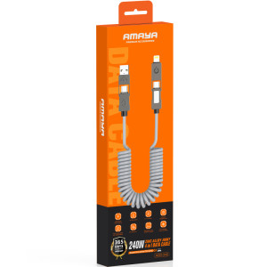 Дата кабель Amaya ACD-340 4in1 Type-C/USB to Lightning/Type-C 240W (2m) – Сірий