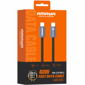Дата кабель Amaya 61CC Type-C to Type-C 60W (1m) – Сірий