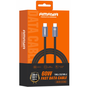 Дата кабель Amaya 62CC Type-C to Type-C 60W (2m) – Сірий
