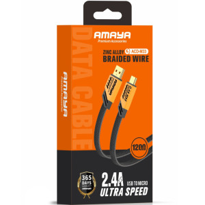 Дата кабель Amaya M33 USB to MicroUSB 2.4A (1.2m) – Жовтий