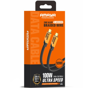 Дата кабель Amaya 33CC Type-C to Type-C 100W (1.2m) – Жовтий