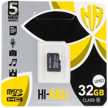 Карта памяти Hi-Rali microSDXC (UHS-3) 32 GB Card Class 10 без адаптера – Черный