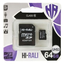 Карта пам'яті Hi-Rali microSDXC (UHS-3) 64 GB Card Class 10 з адаптером