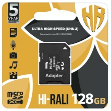 Карта пам'яті Hi-Rali microSDXC (UHS-3) 128 GB Card Class 10 з адаптером