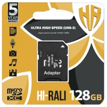 Карта памяти Hi-Rali microSDXC (UHS-3) 128 GB Card Class 10 с адаптером – Черный