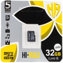 Карта пам'яті Hi-Rali microSDXC (UHS-3) 32 GB Card Class 10 без адаптера – Чорний