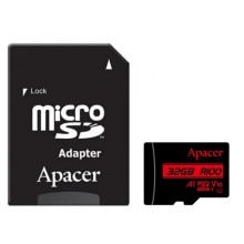 Карта пам'яті Apacer microSDHC (UHS-1) 32Gb class 10 V10 A1 R100MB/s + SD adapter – Чорний