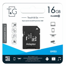 Карта памяти T&G (UHS-3) microSDHC Class 10 - 16GB (с адаптером) – Черный