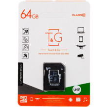 Карта памяти T&G (UHS-1) microSDXC Class 10 - 64GB (с адаптером)