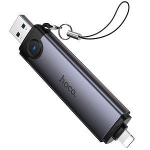 Картридер Hoco HB56A Victory 5in1 Lightning/USB2.0 to SD/TF3.0 + USB 2.0 – Сірий