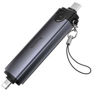 Картридер Hoco HB56B Victory 5in1 Type-C/Lightning to SD/TF3.0 + USB 2.0 – Сірий