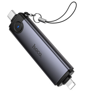 Картридер Hoco HB56B Victory 5in1 Type-C/Lightning to SD/TF3.0 + USB 2.0 – Сірий