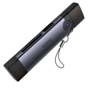 Картридер Hoco HB56B Victory 5in1 Type-C/Lightning to SD/TF3.0 + USB 2.0 – Сірий