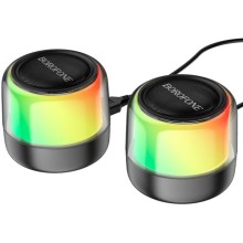 Bluetooth колонка Borofone BP12 Colorful BT wired 2-in-1 computer speaker – Black