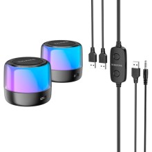 Bluetooth колонка Borofone BP12 Colorful BT wired 2-in-1 computer speaker – Чорний