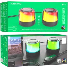 Bluetooth колонка Borofone BP12 Colorful BT wired 2-in-1 computer speaker – Черный