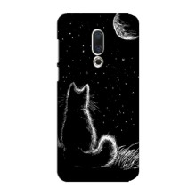 Чехол с принтом для Meizu 15 Plus (AlphaPrint) Модные коты – Котик и луна