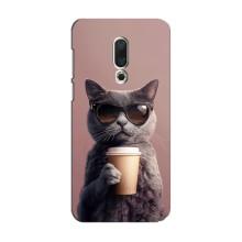 Чехол с принтом стильные животные для Мейзу 15 – Кот с кофе