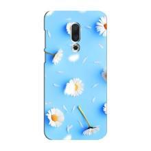Чохол з Квітами для Meizu 16 Plus (ромашки на блакитному)
