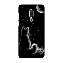 Чехол с принтом для Meizu 16 Plus (AlphaPrint) Модные коты – Котик и луна