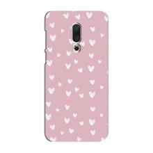 Чехол с розовым рисунком для Meizu 16 Plus – Сердечки на розовом