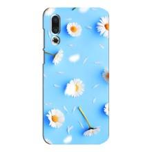Чохол з Квітами для Meizu 16s (ромашки на блакитному)