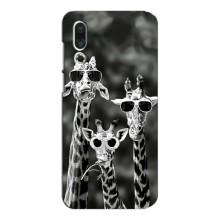 Силиконовый чехол с КАРТИНКАМИ лето для Meizu 16s (AlphaPrint) (Жирафы в очках)