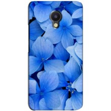 Силиконовый бампер с принтом (цветочки) на Мейзу М5 Нот (Синие цветы)