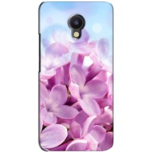 Силиконовый бампер с принтом (цветочки) на Мейзу М5 Нот (Сиреневые цветы)