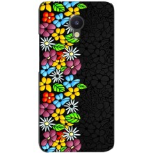 Силиконовый бампер с принтом (цветочки) на Мейзу М5 Нот (Яркие цветы на черном)