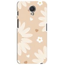 Чехол с цветочным принтом на Мейзу М6с – Бежевые цветы