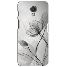 Чехол с цветочным принтом на Мейзу М6с – Черные цветы