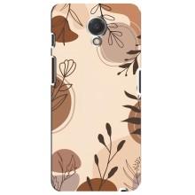 Чехол с цветочным принтом на Мейзу М6с – Коричневые цветы
