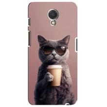 Чехол с принтом стильные животные для Мейзу М6с – Кот с кофе
