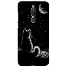 Чохол з принтом для Meizu M6T, Meilan 6T (AlphaPrint) Модні коти (Котик і місяць)