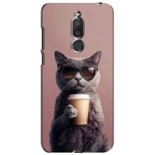 Чохол з принтом стильні тварини для Мейзу М6Т – Кіт з кавою