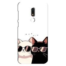 Чохол з малюнком кіт на Meizu M8 Lite – Коти в окулярах