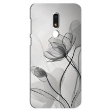 Чохол з квітковим принтом на Мейзу М8 Лайт – Чорні квіти