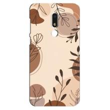 Чохол з квітковим принтом на Мейзу М8 Лайт – Коричневі квіти