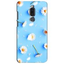 Чохол з Квітами для Meizu Note 8 (ромашки на блакитному)